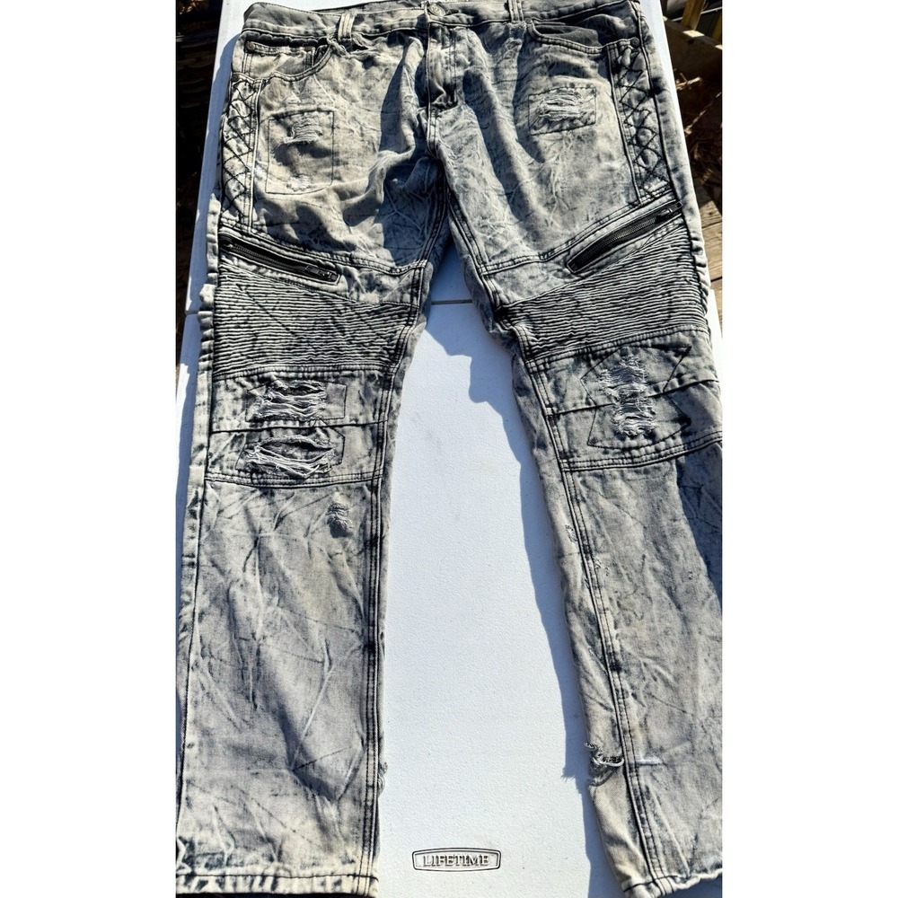 Blue Cult Acid Wash Distressed Denim Moto Style Jeans Men's  Size 40